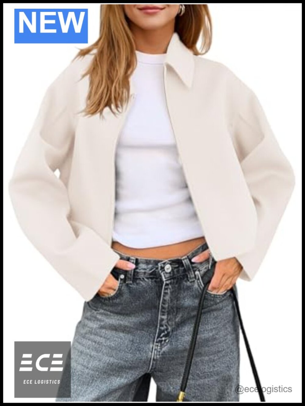 Womens Cropped Wool Blend Pea Coat Zip Up Bomber Jacket